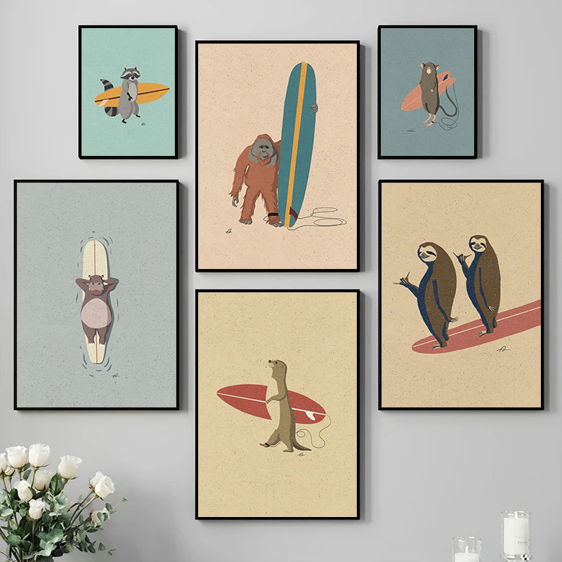 Vintage Cartoon Surfing Animal - огляд і ціна Photography Duck